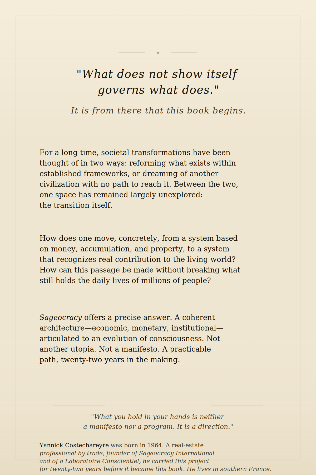 Back cover — La Sageocratie