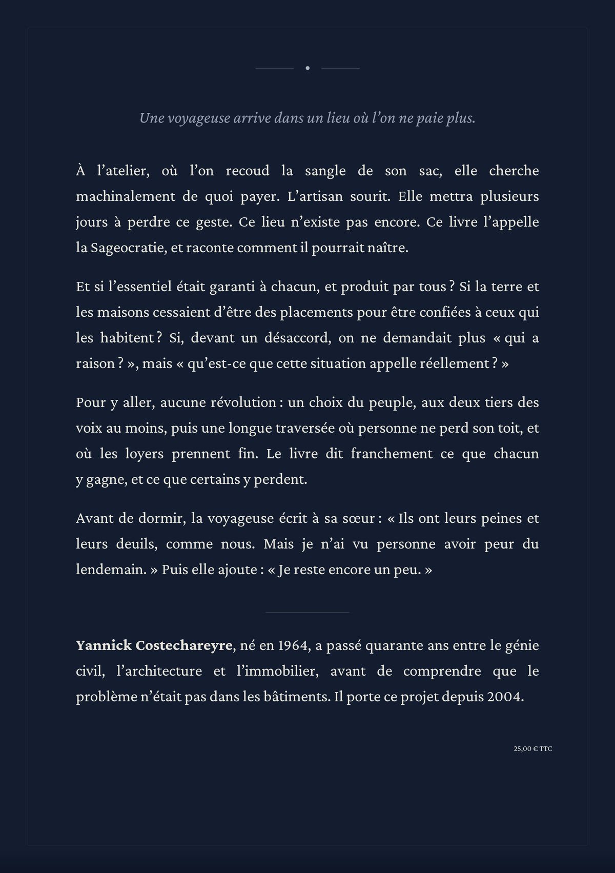 Quatrième de couverture : La Sageocratie